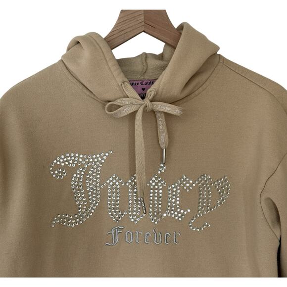 Juicy Couture Forever 21 Womans Medium Neutral Pullover JUICY Bling Hoodie - Picture 3 of 9